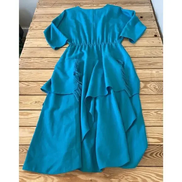 Vintage Sun Country Togs Dolman Sleeve Cinch Waist Fringed Detail Dress Medium - Picture 2 of 7